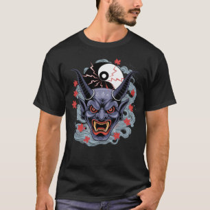 Japanese Oni Mask with Yin-Yang Asian Demon T-Shirt