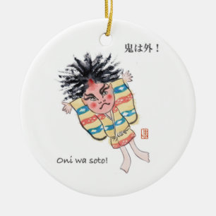Japanese Oni wa Soto! Ceramic Ornament