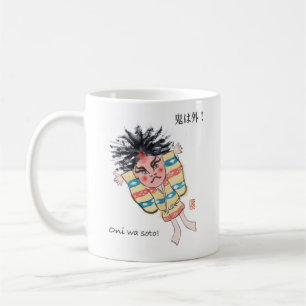 Japanese Oni wa soto! white 11 oz Coffee Mug