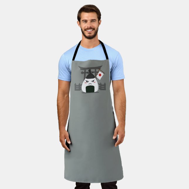 Japanese Onigiri Funny Rice Ball Chef Apron (Worn)