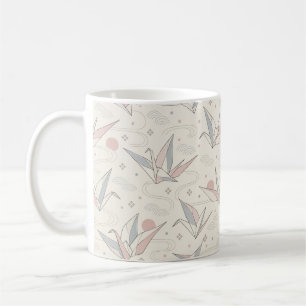 Japanese Origami Cranes Soft Pastel Pattern Wrappi Coffee Mug