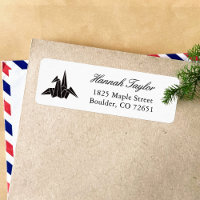 Japanese Origami Paper Crane Motif Return Address