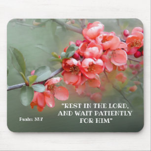 Japanese Ornamental Quince with Bible quotation  Mouse Pad
