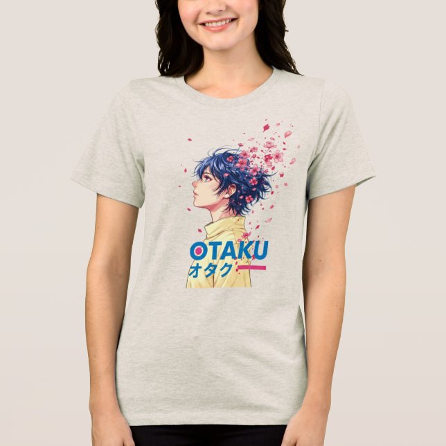 Japanese Otaku Aesthetic Minimalist Streetwear Tri-Blend Shirt (Front)