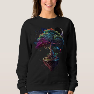 Japanese Outer Space Miniature tree on Galaxy Bons Sweatshirt