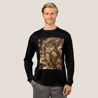 Japanese Owl Art | Traditional Owl Guardian Design Tri-Blend Shirt