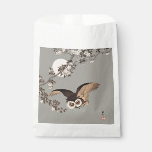 Japanese Owl Night Moon Woodcut Flying Night Favour Bags