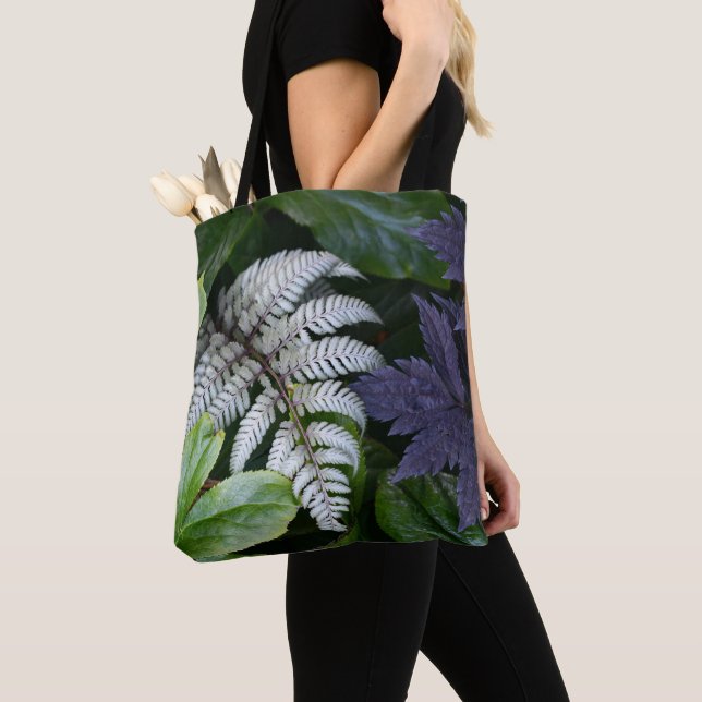 Japanese Painted Fern Floral Tote Bag (Close Up)