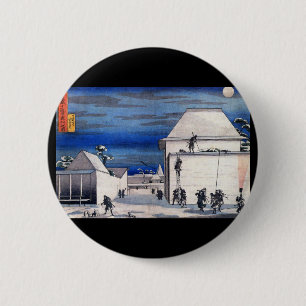 Japanese Painting c. 1800's 6 Cm Round Badge