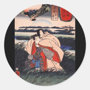 Japanese Painting c. 1800's Classic Round Sticker
