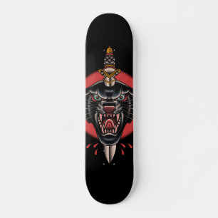Japanese Panther & Sword Wild Jungle Animal Roar Skateboard
