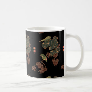 Japanese parrot woodprint art Vintage bird print g Coffee Mug