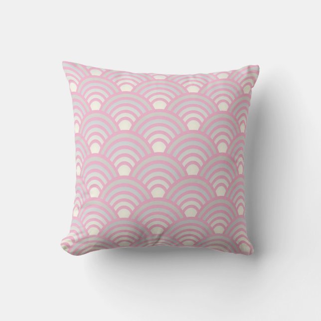 Japanese Pastel Waves Pattern Cushion (Front)