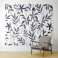 Japanese pattern blue bamboo leaves