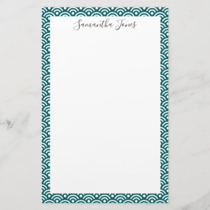 Japanese Pattern Teal   Personalised Stationery