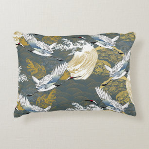 Japanese pattern. Traditional motif background wit Decorative Cushion