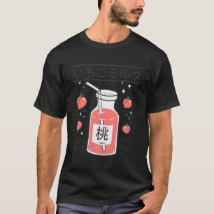 Japanese Peach Soft Drink Aesthetic Strawberry Mil T-Shirt