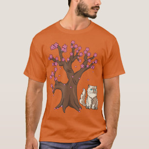 Japanese Persian Cat Mum Cherry Blossom T-Shirt