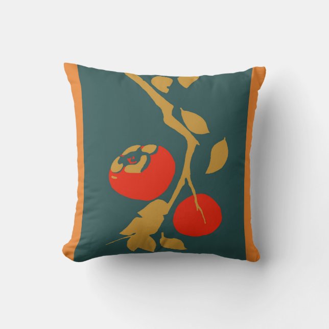 Japanese Persimmon on Teal Cushion (Front)