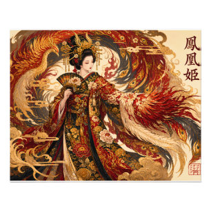 Japanese Phoenix Geisha Art Mythology Design Photo Print
