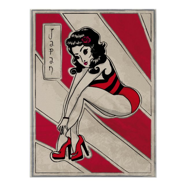 Japanese Pin Up on Heels Poster (Front)