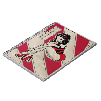 Japanese Pin Up on Heels Spiral Notebook