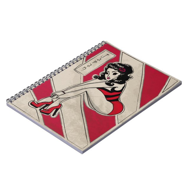 Japanese Pin Up on Heels Spiral Notebook (Left Side)
