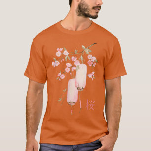 Japanese Pink Cherry Blossom Lanterns Sakura Kanji T-Shirt