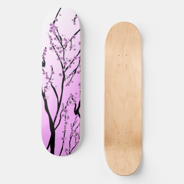 Japanese Pink Cherry Blossom Skateboard (Front)