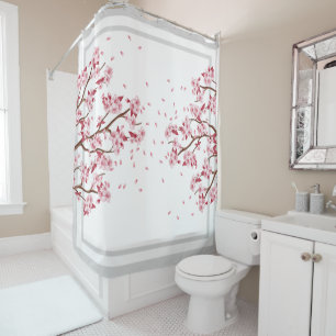 Japanese Pink Cherry Blossoms Shower Curtain