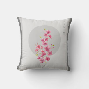 Japanese pink floral blossoms at Spring time Cushion
