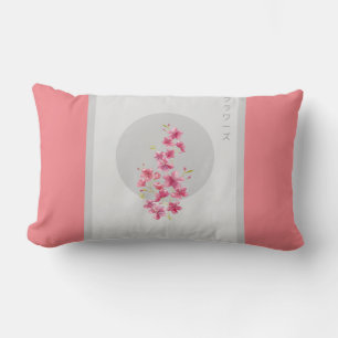 Japanese pink floral blossoms at Spring time  Lumbar Cushion
