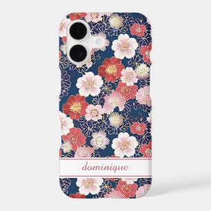 Japanese Pink Floral Pattern Monogrammed