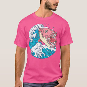 Japanese Pink Koi Fish The Great Wave  T-Shirt