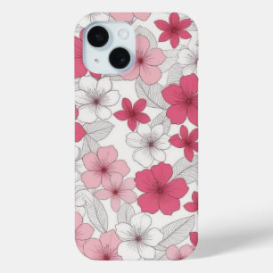 Japanese Pink Sakura Cherry Blossom Pattern iPhone 15 Case