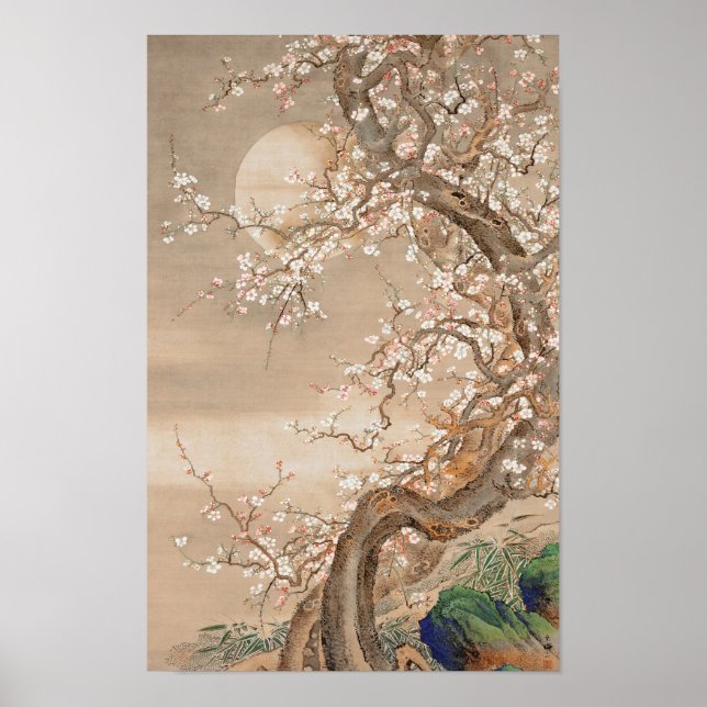 Japanese Plum Blossoms in Moonlight by Sō Shizan Poster (Front)