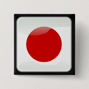 Japanese polished flag 15 cm square badge
