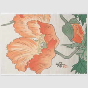 Japanese Poppy Decoupage Decoupaging Red Orange Tissue Paper