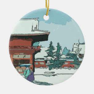 Japanese Print Ceramic Tree Decoration