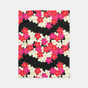 Japanese print design - kimono pattern fleece blanket