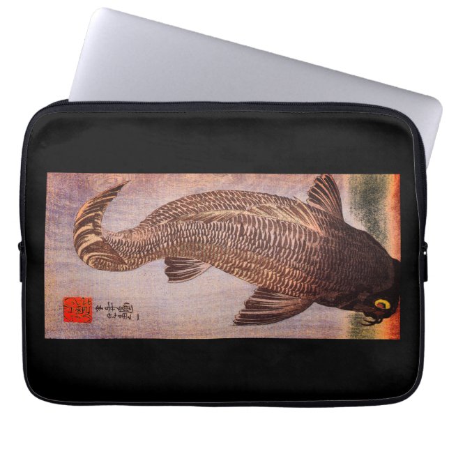 JAPANESE PRINT FISH NEOPRENE  LAPTOP SLEEVE (Front)