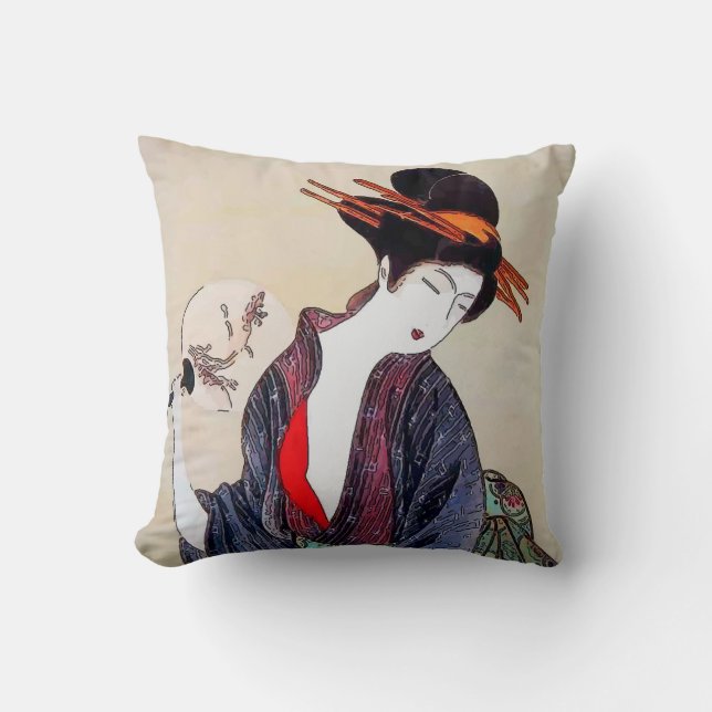 Japanese Print, Lady with Fan Cushion (Front)