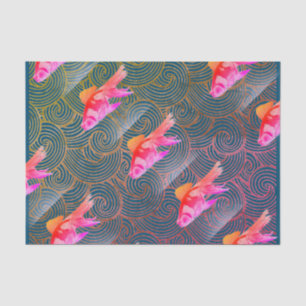 JAPANESE PRINT OF KOI Tissue Paper W/ wave pattern