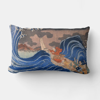 JAPANESE PRINT THROW PILLOW WITH CUSTOM MONOGRAM