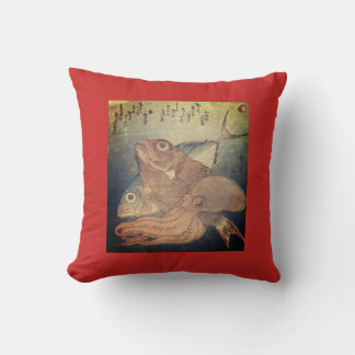 JAPANESE PRINT W/ MONOGRAM Throw Pillow