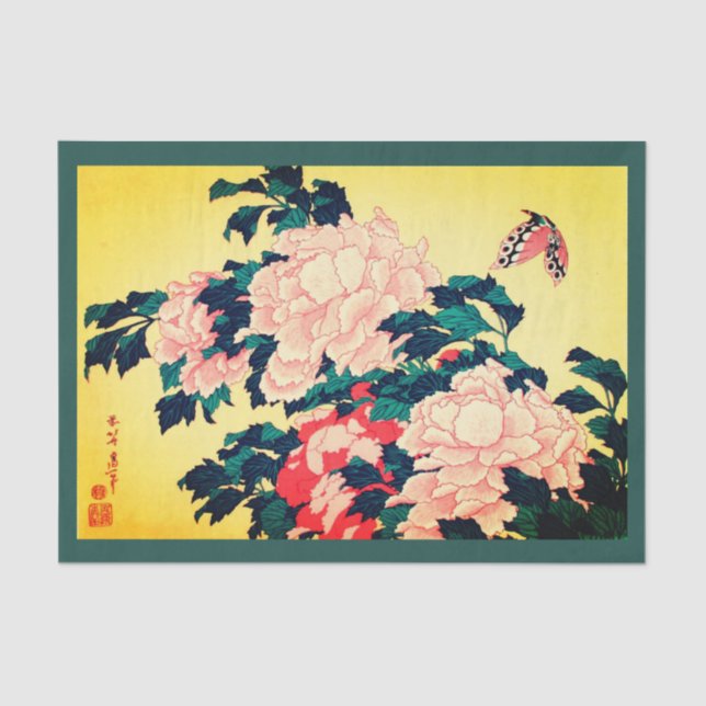 Japanese Print with Butterfly Tissue Paper (Front)