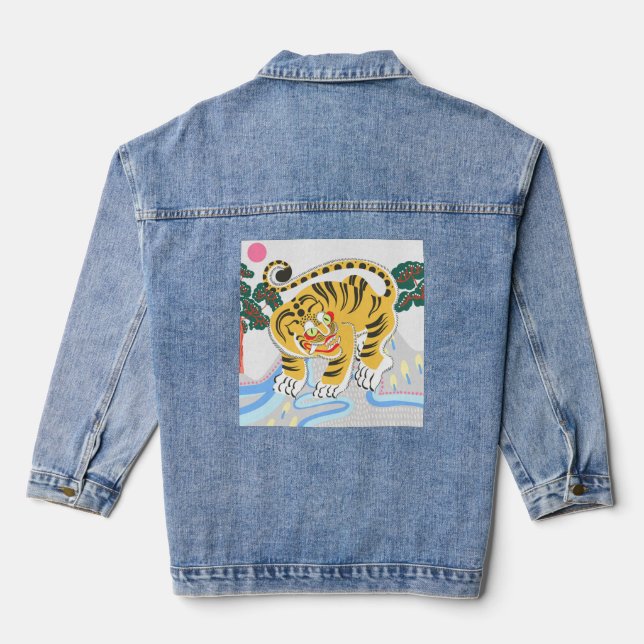 JAPANESE PRINT WITH TIGER JEAN JACKET FOR WOMEN (Back)