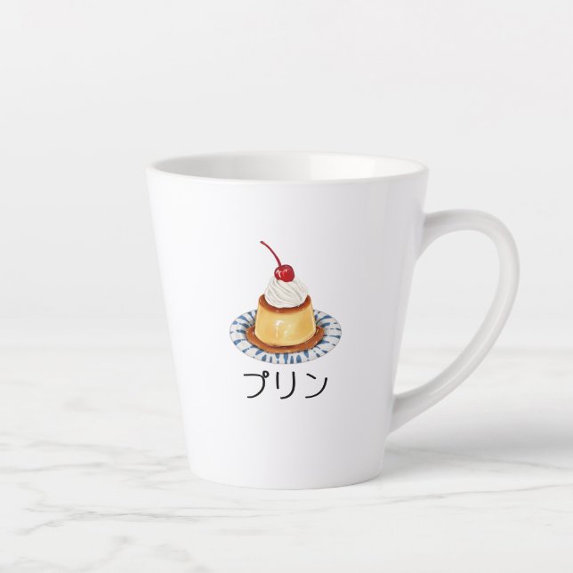 Japanese pudding "プリン" cute latte mug (Right)