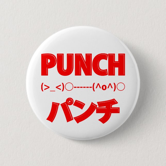 Japanese Punch Emoticons 6 Cm Round Badge (Front)