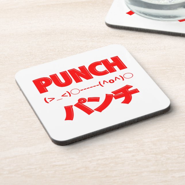 Japanese Punch Emoticons Coaster (Left Side)